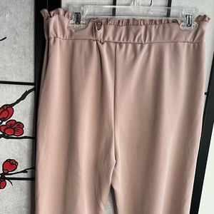 Pink frill wide leg pants